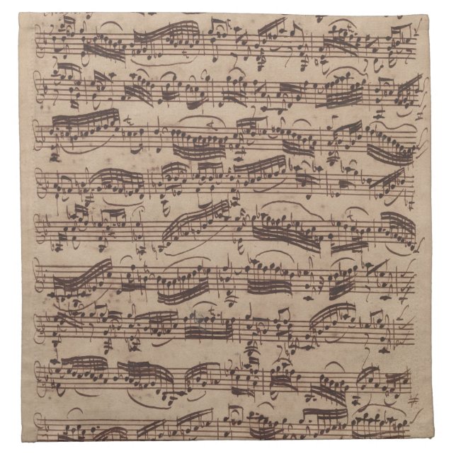 Antique Sheet Music Bach Manuscript Cloth Napkin (Front)