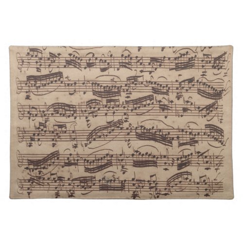 Antique Sheet Music Bach Manuscript Cloth Placemat