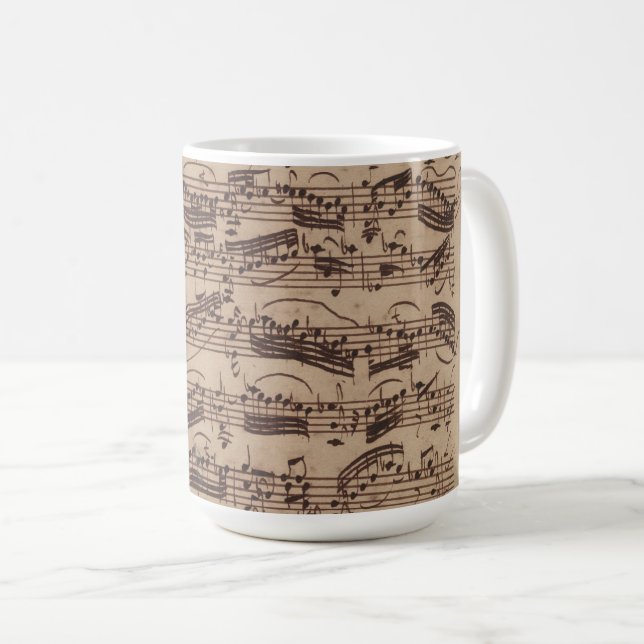 Antique Sheet Music Bach Manuscript Coffee Mug (Front Right)