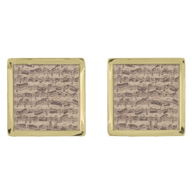 Antique Sheet Music Bach Manuscript Cufflinks (Front)