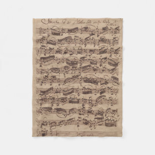 Antique Sheet Music Bach Manuscript Fleece Blanket