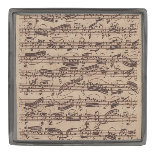 Antique Sheet Music Bach Manuscript Gunmetal Finish Lapel Pin