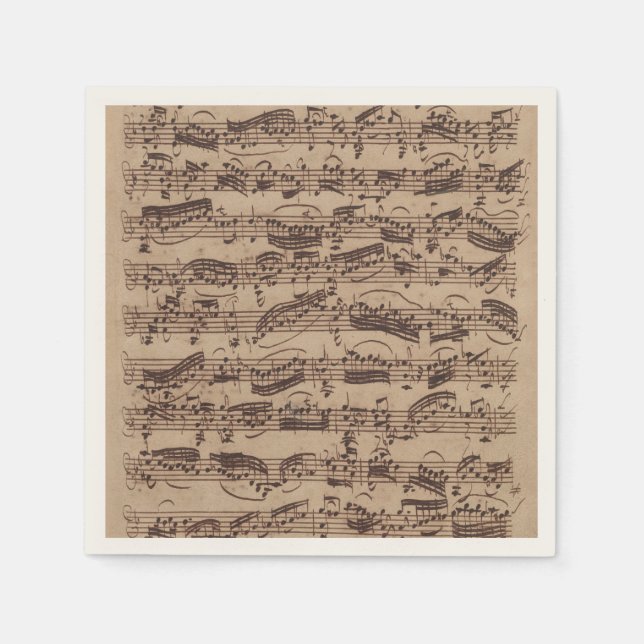 Antique Sheet Music Bach Manuscript Napkins (Front)