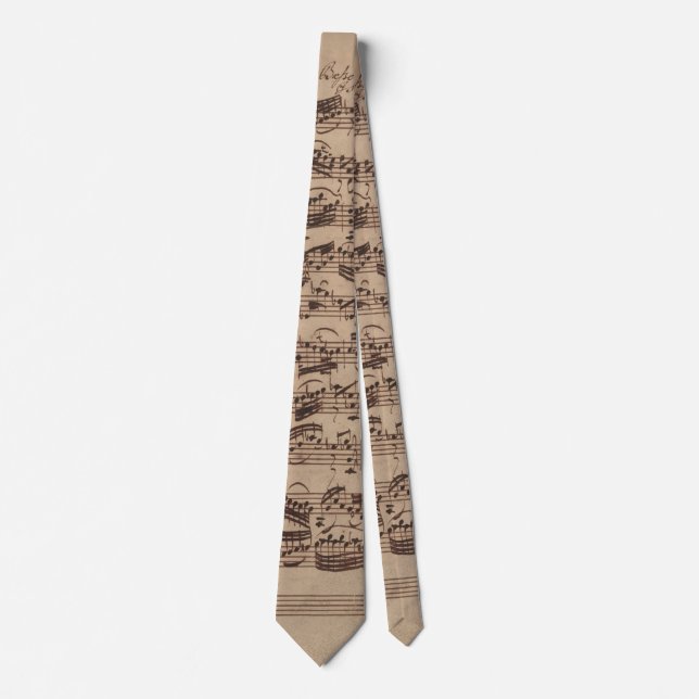 Antique Sheet Music Bach Manuscript Neck Tie (Front)