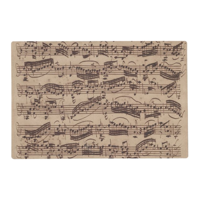 Antique Sheet Music Bach Manuscript Placemat (Front)