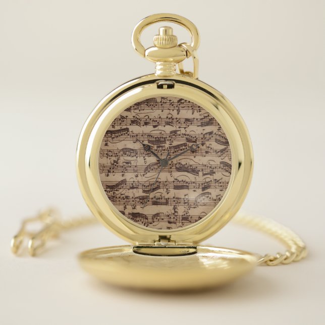 Antique Sheet Music Bach Manuscript Pocket Watch (Inside)