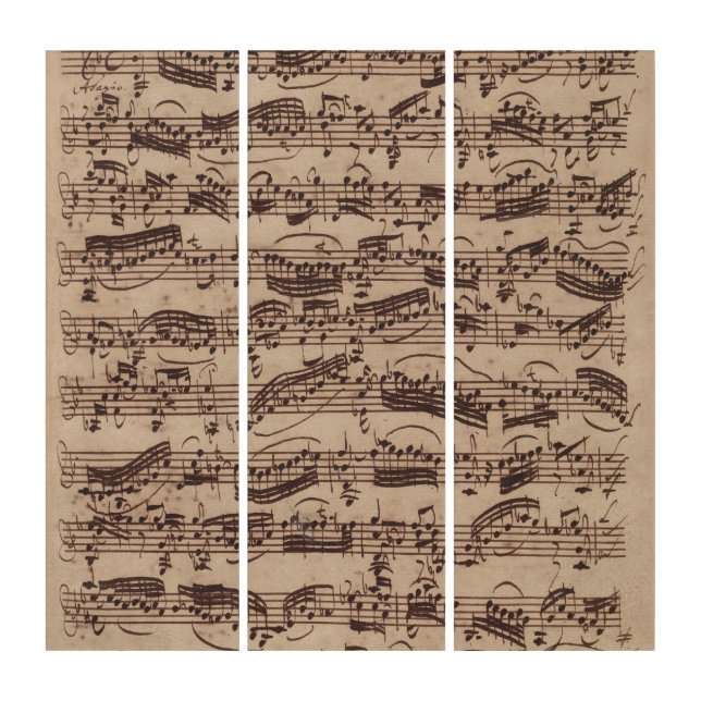 Antique Sheet Music Bach Manuscript Triptych (Front)