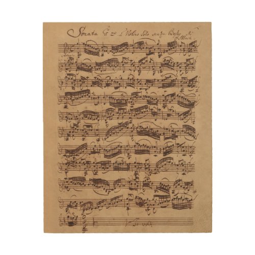 Antique Sheet Music Bach Manuscript Wood Wall Art