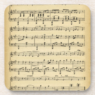 Antique Sheet Music Beverage Coaster