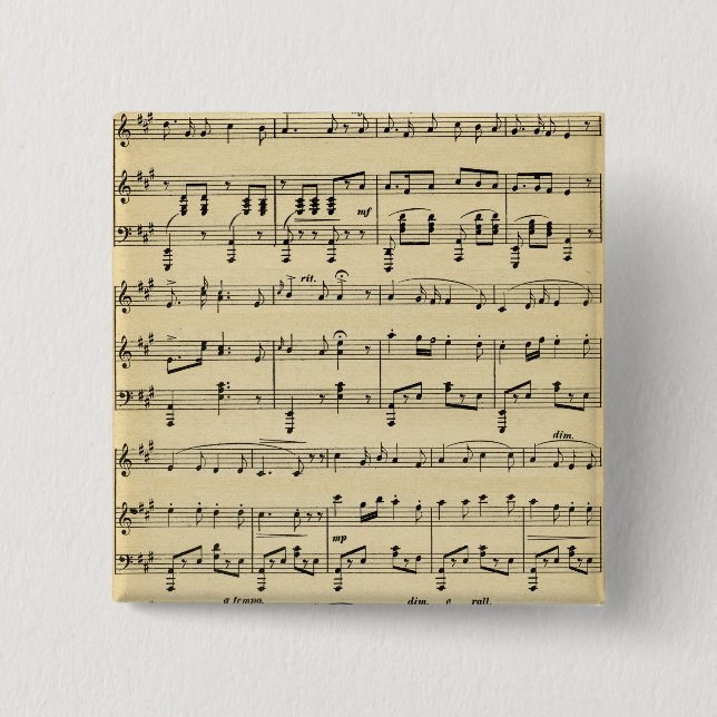 Antique Sheet Music Button (Front)