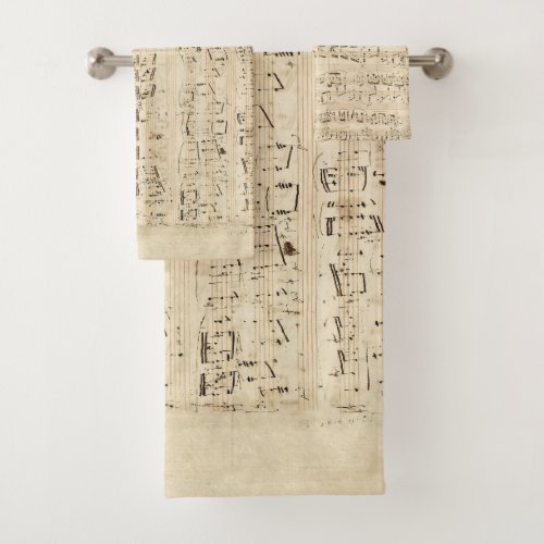 Antique Sheet Music Chopin Manuscript Bath Towel Set