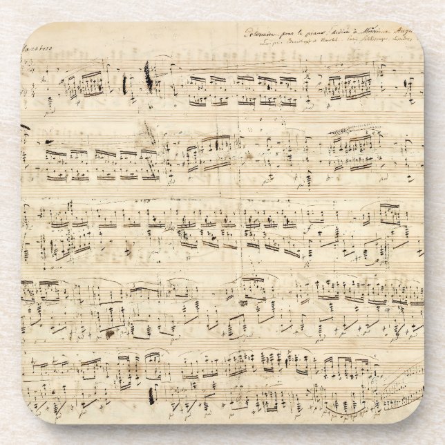 Antique Sheet Music Chopin Manuscript Beverage Coaster (Front)