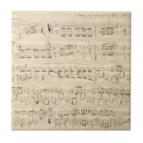 Antique Sheet Music Chopin Manuscript Ceramic Tile