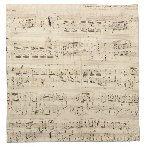 Antique Sheet Music Chopin Manuscript Cloth Napkin