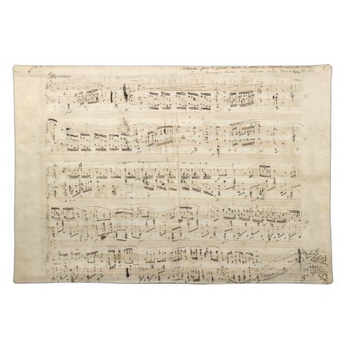 Antique Sheet Music Chopin Manuscript Cloth Placemat