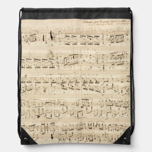 Antique Sheet Music Chopin Manuscript Drawstring Bag