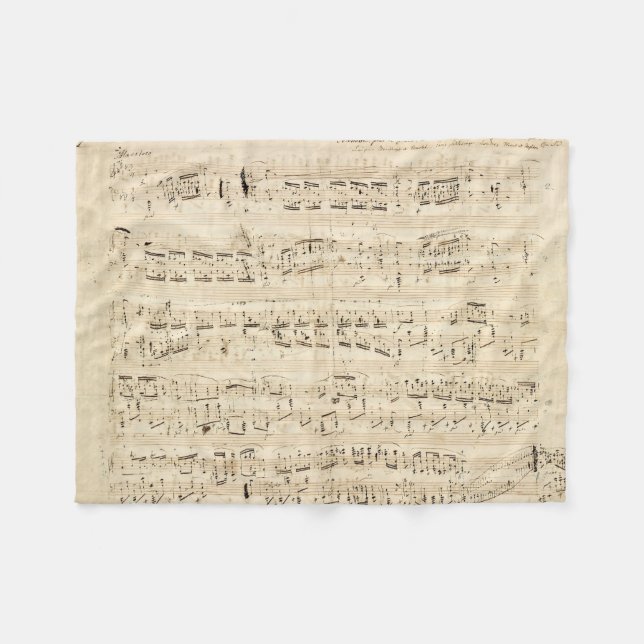 Antique Sheet Music Chopin Manuscript Fleece Blanket (Front (Horizontal))