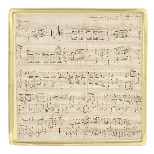 Antique Sheet Music Chopin Manuscript Gold Finish Lapel Pin