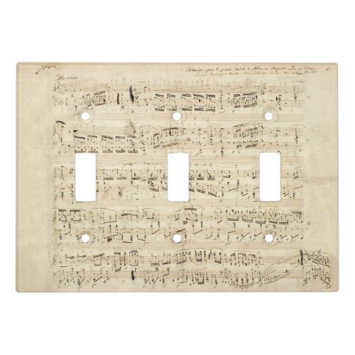 Antique Sheet Music Chopin Manuscript Light Switch Cover