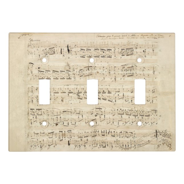 Antique Sheet Music Chopin Manuscript Light Switch Cover (Front)