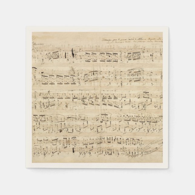 Antique Sheet Music Chopin Manuscript Napkins (Front)
