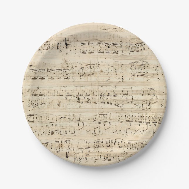 Antique Sheet Music Chopin Manuscript Paper Plates (Front)