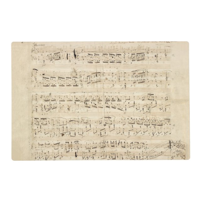 Antique Sheet Music Chopin Manuscript Placemat (Front)