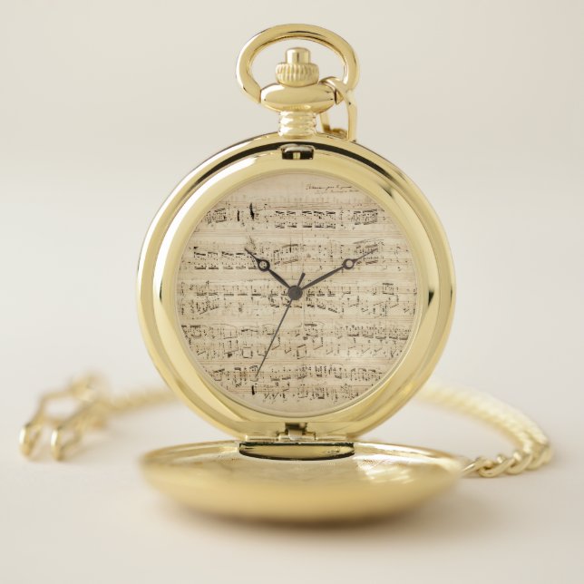 Antique Sheet Music Chopin Manuscript Pocket Watch (Inside)