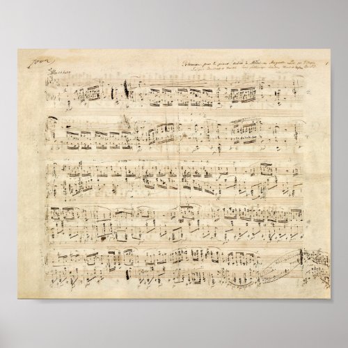 Antique Sheet Music Chopin Manuscript Poster
