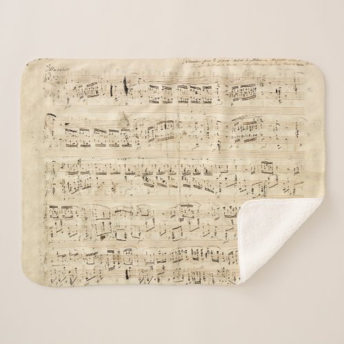 Antique Sheet Music Chopin Manuscript Sherpa Blanket