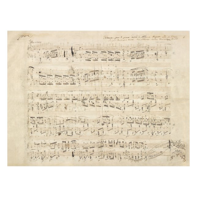 Antique Sheet Music Chopin Manuscript Tablecloth (Front (Horizontal))