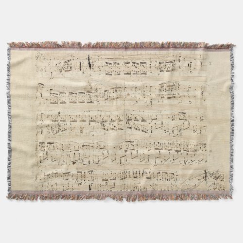 Antique Sheet Music Chopin Manuscript Throw Blanket