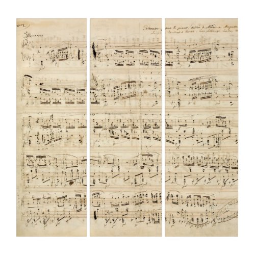 Antique Sheet Music Chopin Manuscript Triptych