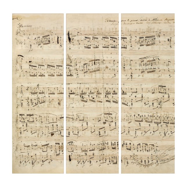 Antique Sheet Music Chopin Manuscript Triptych (Front)
