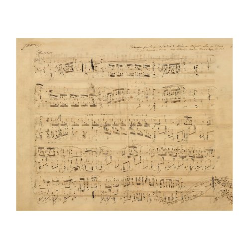 Antique Sheet Music Chopin Manuscript Wood Wall Art