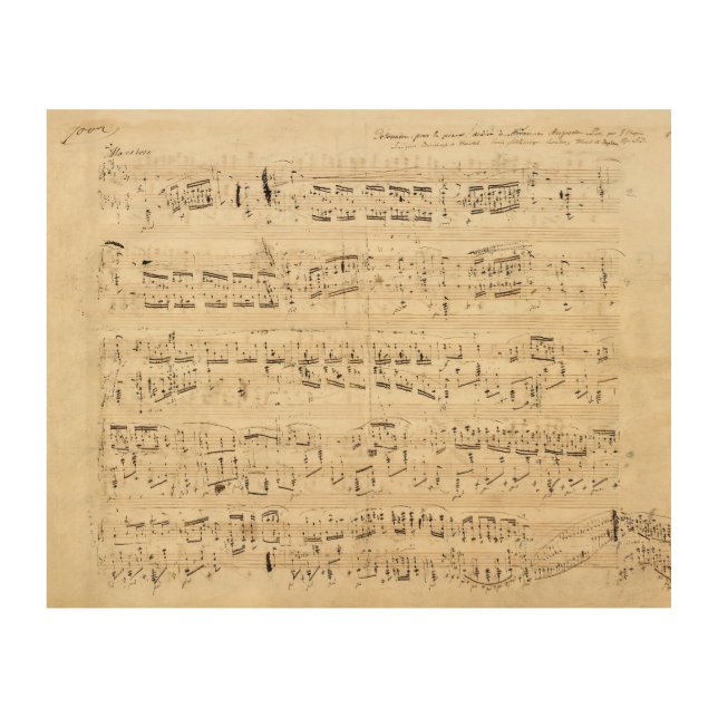 Antique Sheet Music Chopin Manuscript Wood Wall Art (Front)