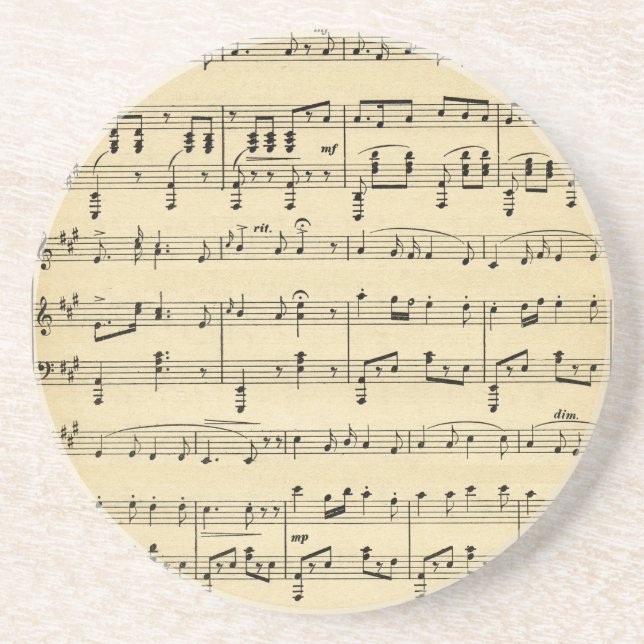 Antique Sheet Music Coaster (Front)