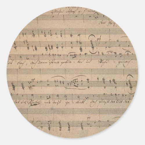 Antique Sheet Music from 1822 Song of the Old Man Classic Round Sticker