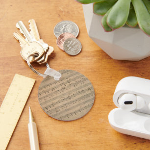 Antique Sheet Music from 1822, Song of the Old Man Keychain