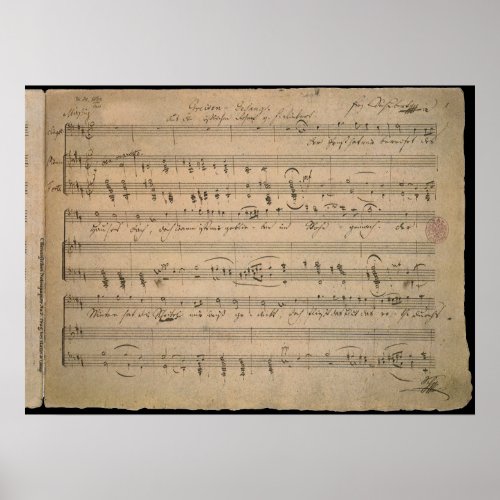 Antique Sheet Music from 1822 Song of the Old Man Poster