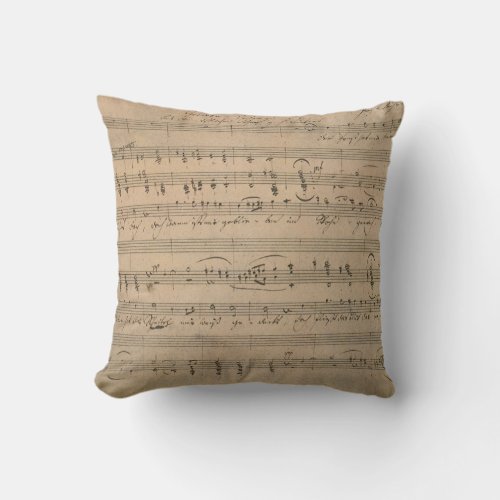 Antique Sheet Music from 1822 Song of the Old Man Throw Pillow