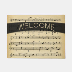 Antique Sheet Music Golden Wecome Doormat