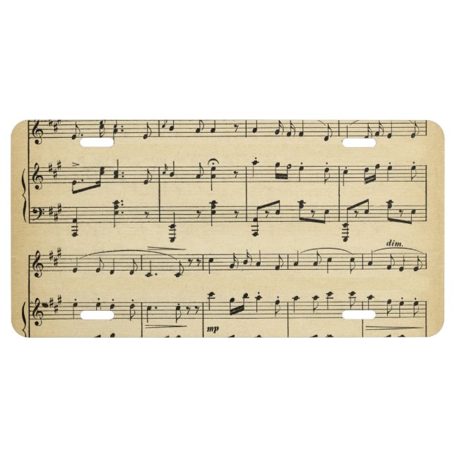 Antique Sheet Music License Plate (Front)