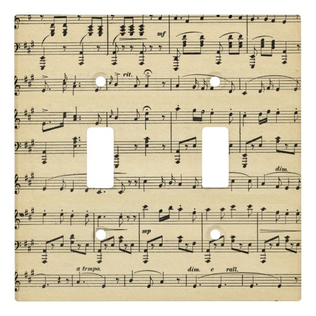 Antique Sheet Music Light Switch Cover (Front)