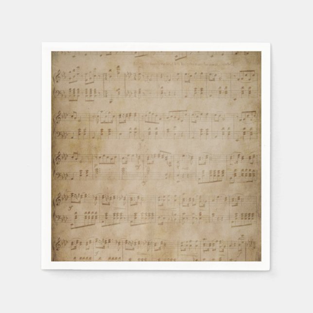 Antique Sheet Music Paper Napkins (Front)