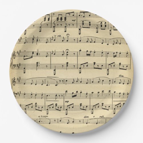 Antique Sheet Music Paper Plates