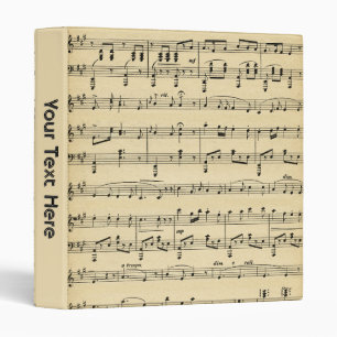 Antique Sheet Music Personalized Spine 3 Ring Binder