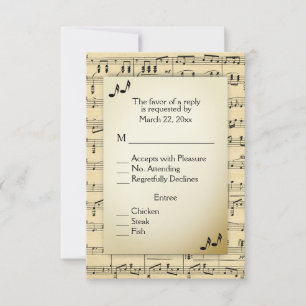 Antique Sheet Music RSVP with Menu Choices