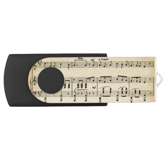 Antique Sheet Music Sepia Flash Drive (Front)