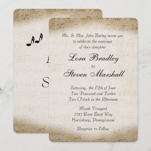 Antique Sheet Music Theme Wedding Invitation